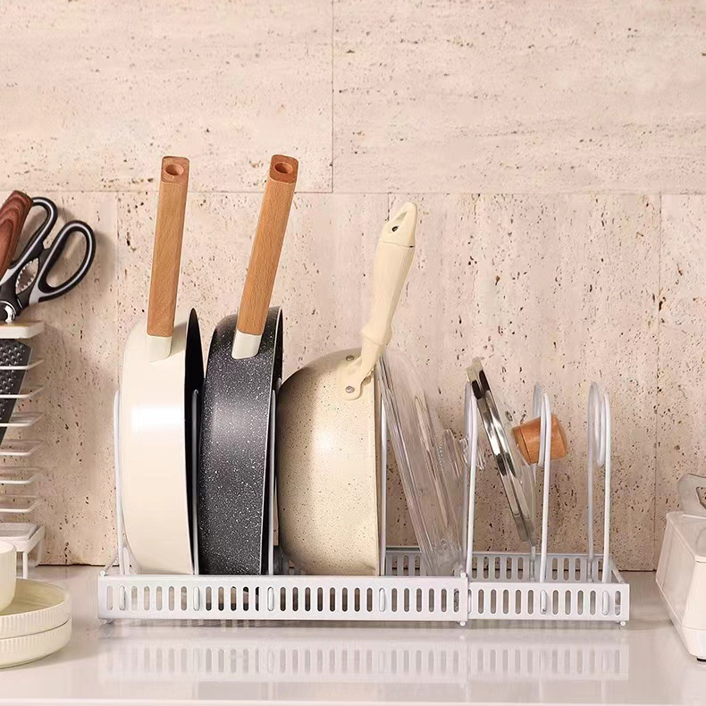 Estante de almacenamiento ajustable para ollas y sartenes