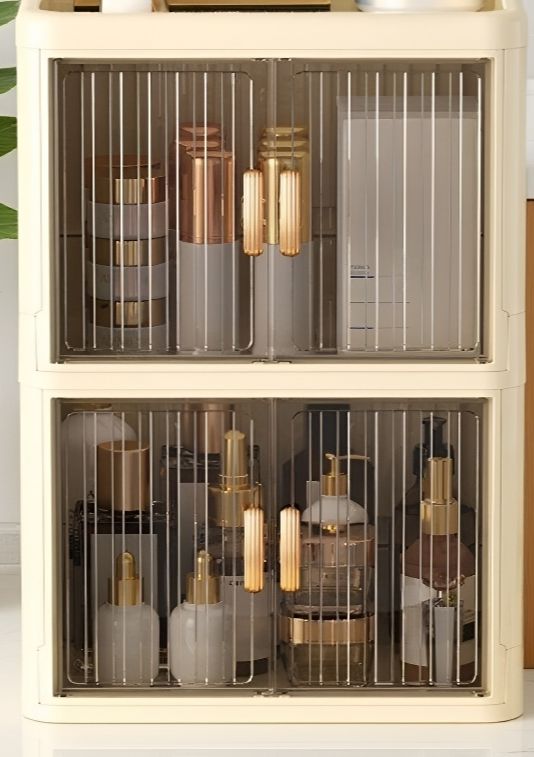 접이식 더블 도어 화장품 수납함 사용 예시