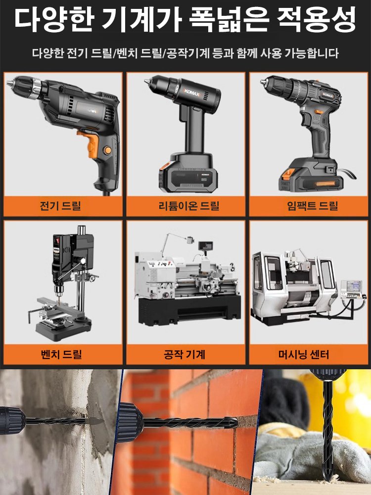 백년 전통, 울산 공장 생산、초경합금 크로스 드릴 비트 세트(평생 보증, 고장 시 10배 환불)