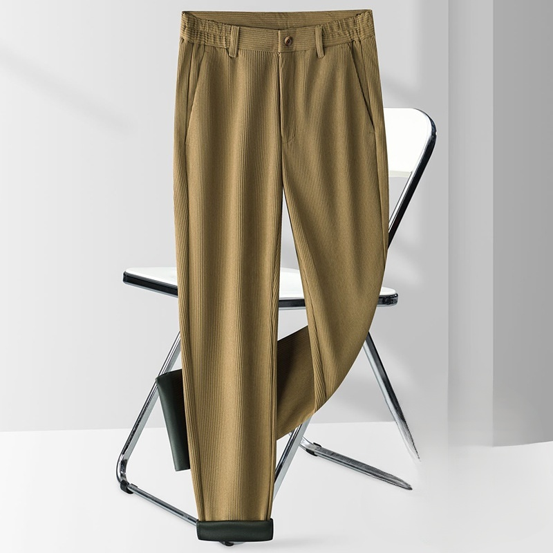 メンズゆったり棒ズボンパンツノンアイロン太いセクションストレートコーデュロイメンズパンツ