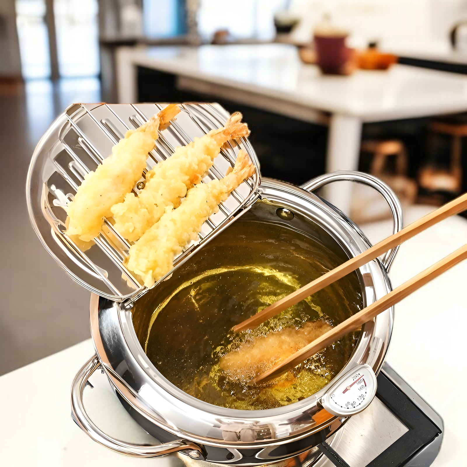 天ぷら鍋 揚げ物鍋 揚げ物 鍋 天ぷら 油鍋 揚げ鍋 フライ鍋 温度計付 油切り 蓋付