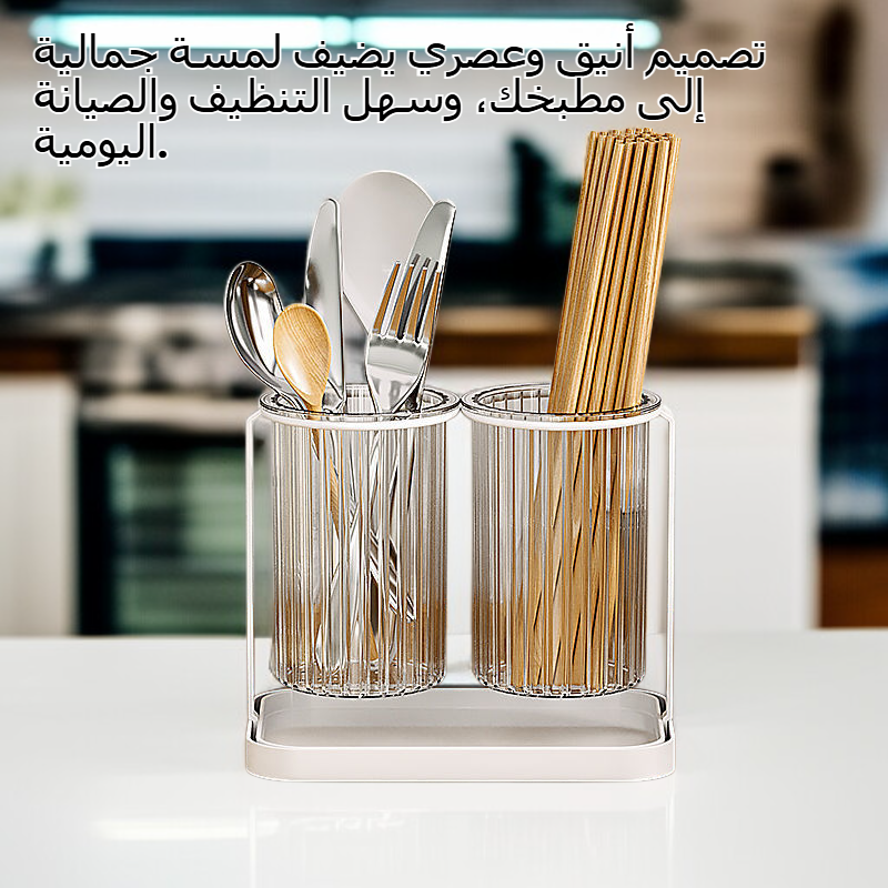 حاوية عيدان الطعام المطبخية المنزلية لتصريف المياه وصندوق تخزين شفاف للسكين والشوكة والملعقة