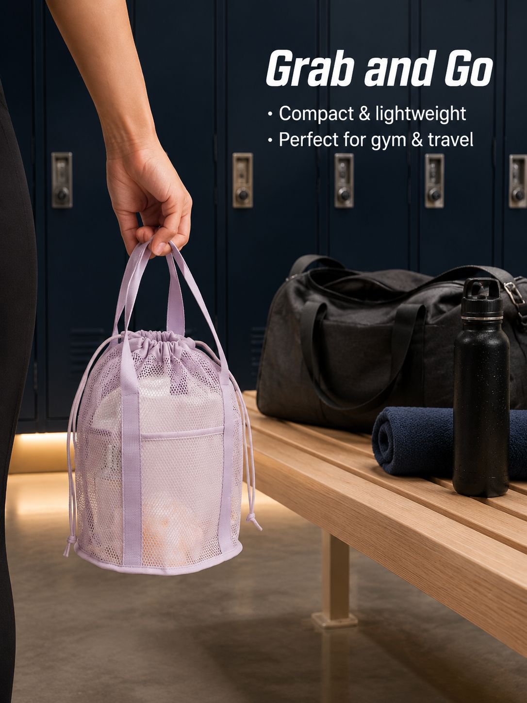 Multifunctional foldable mesh toiletry bag