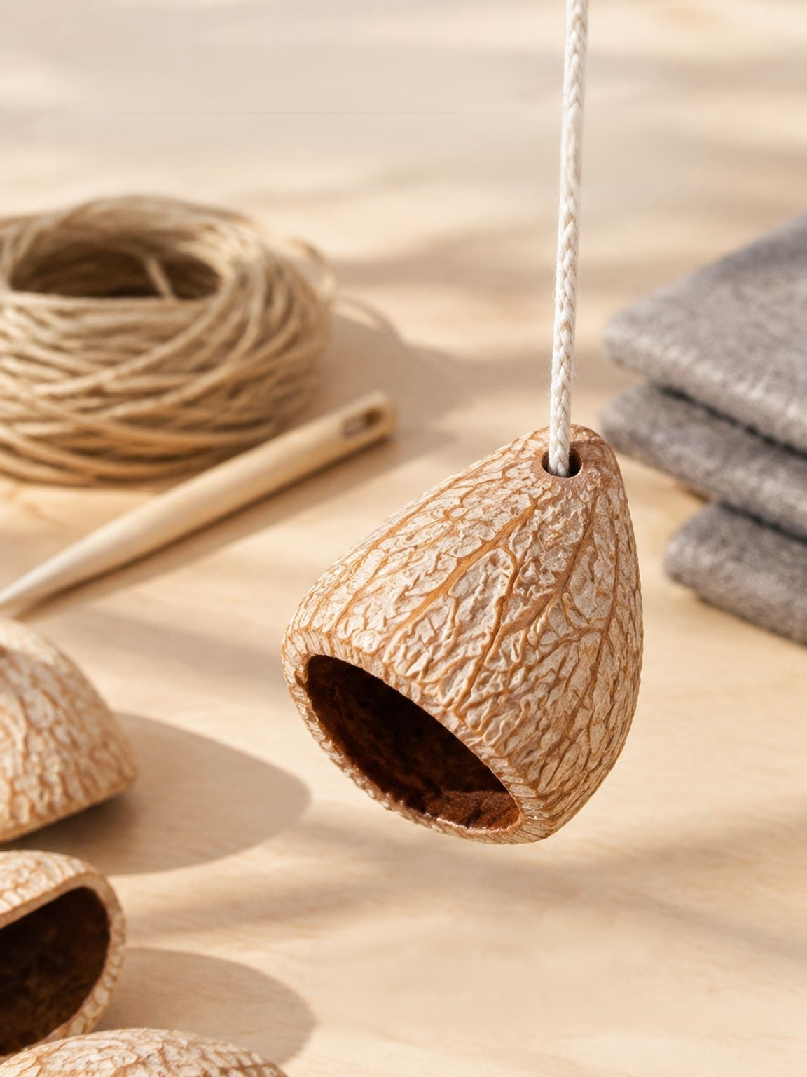 Natural rattles for DIY wind chime pendants