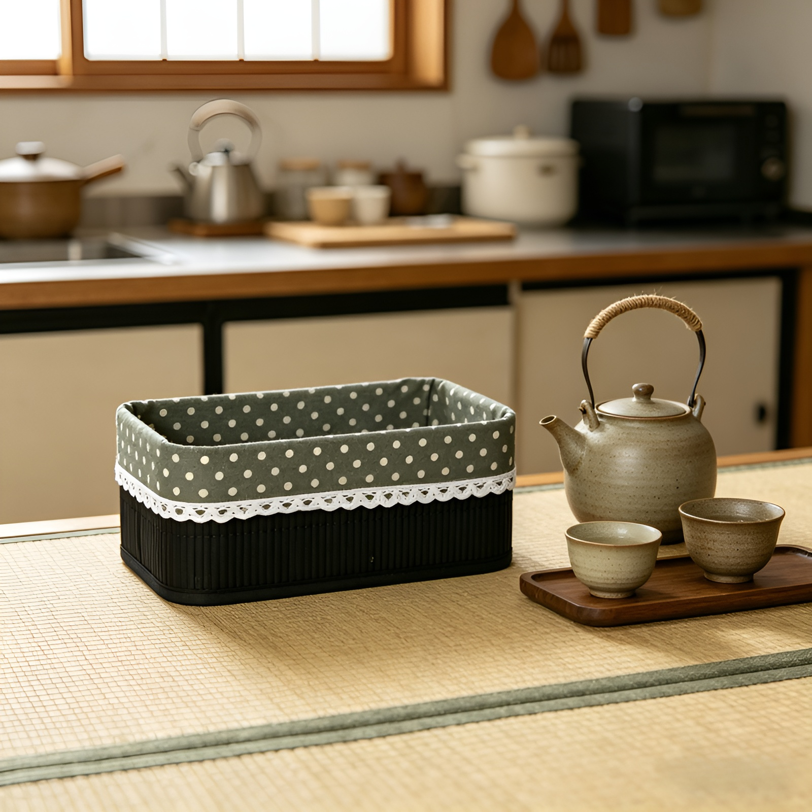 Panier de rangement en bambou tressé