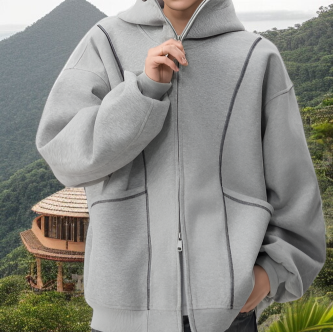 アメリカのヘビーウェイトストリートカーディガンセータージャケット春と秋ルーズカップルジッパートップカジュアルジャケットトレンド