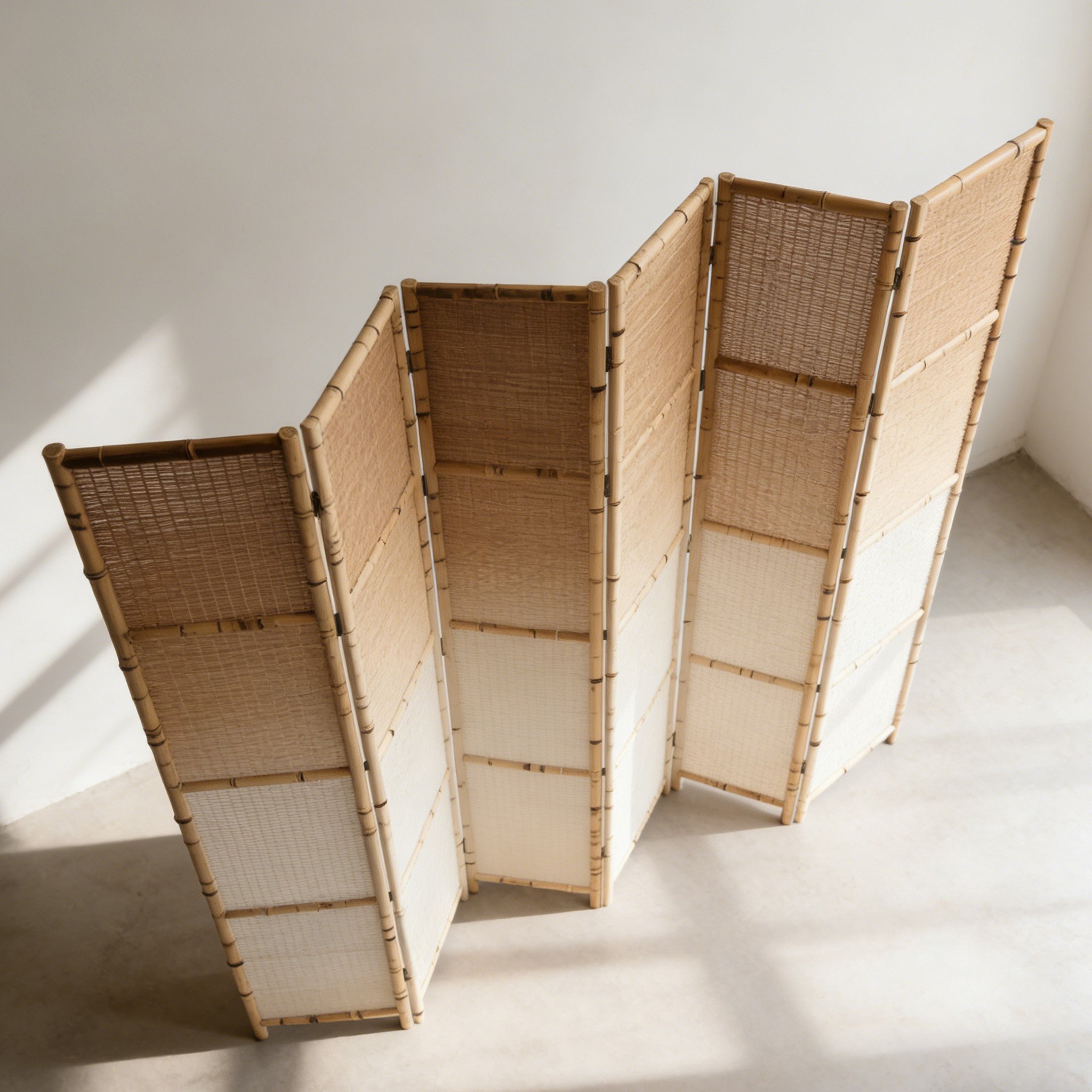 ฉากกั้นห้องตกแต่งบ้านไม้ไผ่พับได้