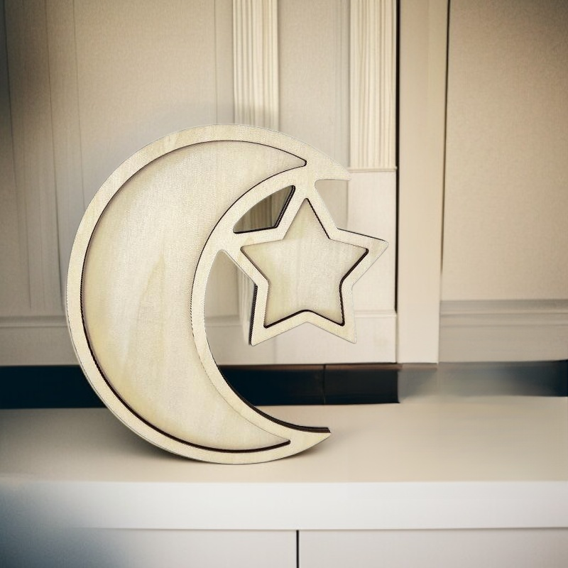 中東風ムーンスター木製トレイ 祭り用ホームデコレーション