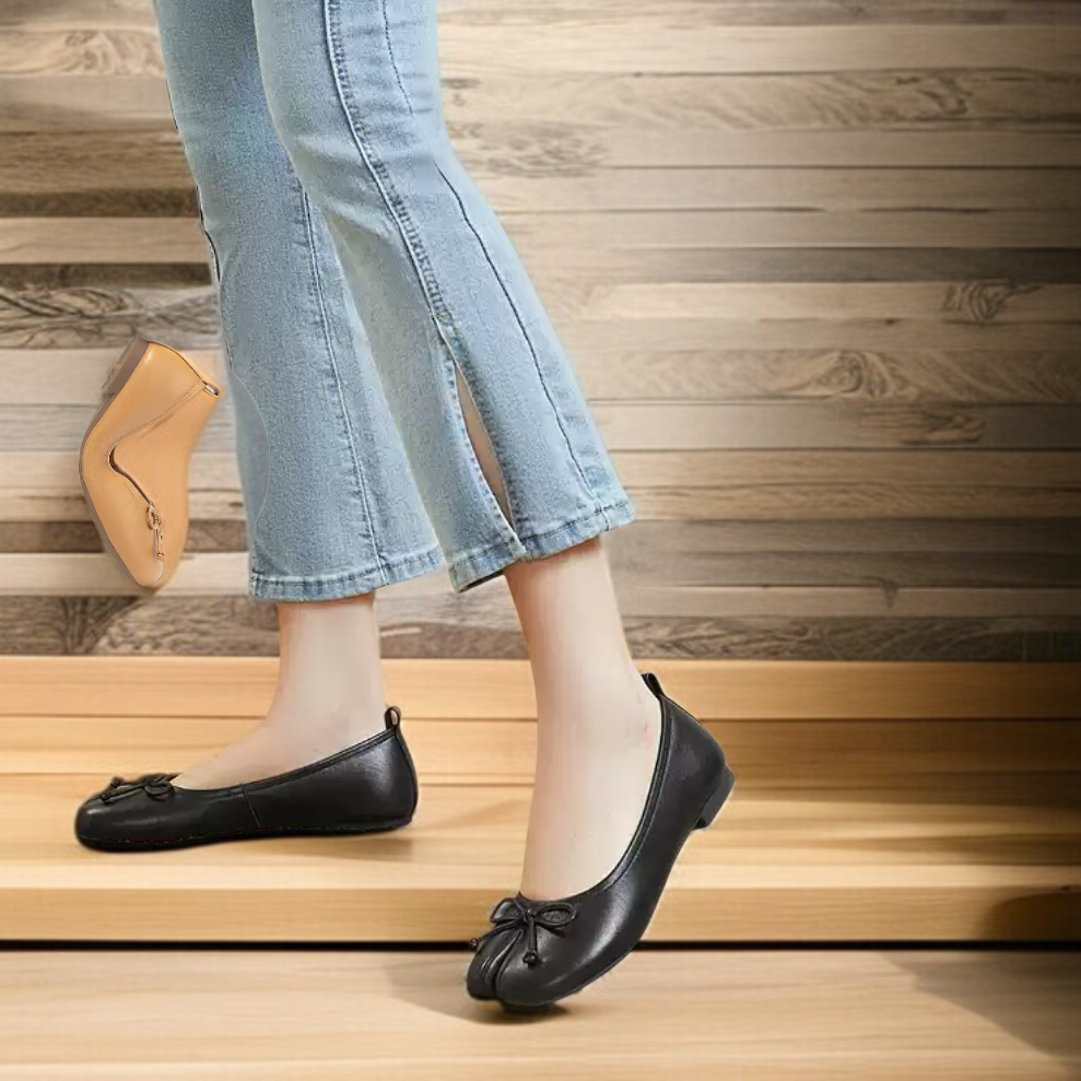 레드 여성 플랫 컴포트화 전체 이미지