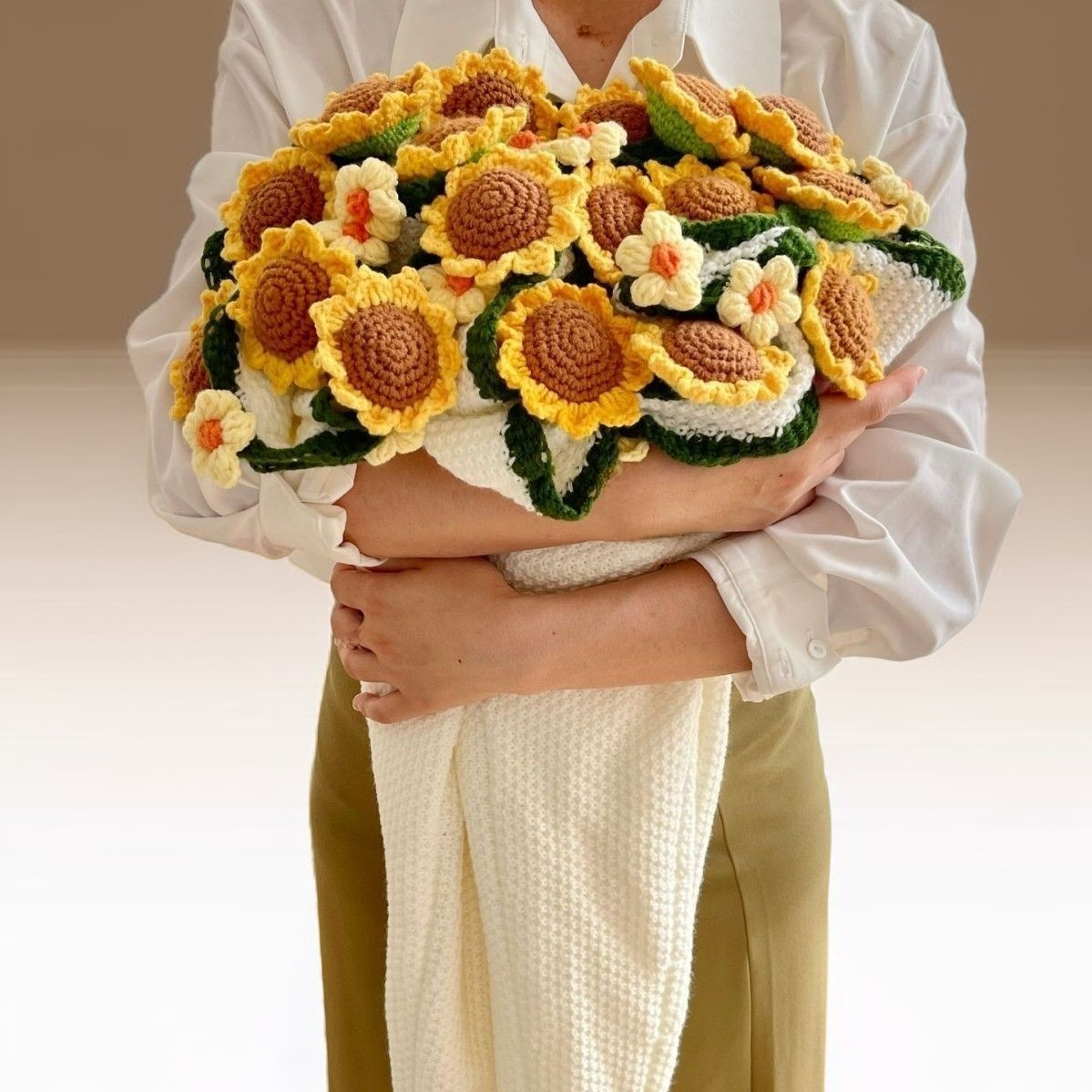 手工毛線向日葵毯子