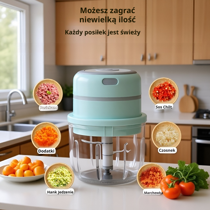 Bezprzewodowy elektryczny rozdrabniacz do czosnku