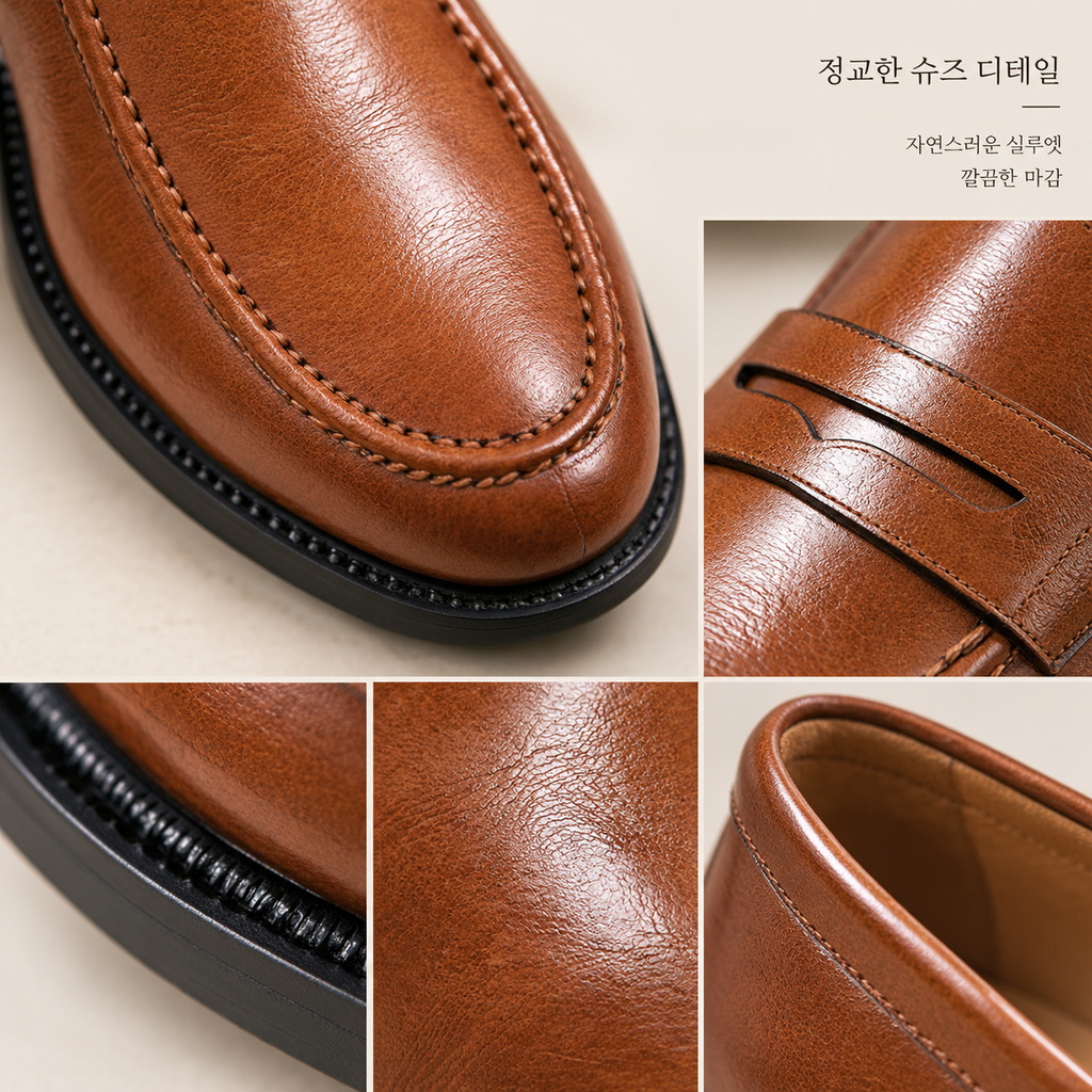 남성 캐주얼 가죽 신발, 한국 스타일, 영국 감성의 슬립온, 사계절용