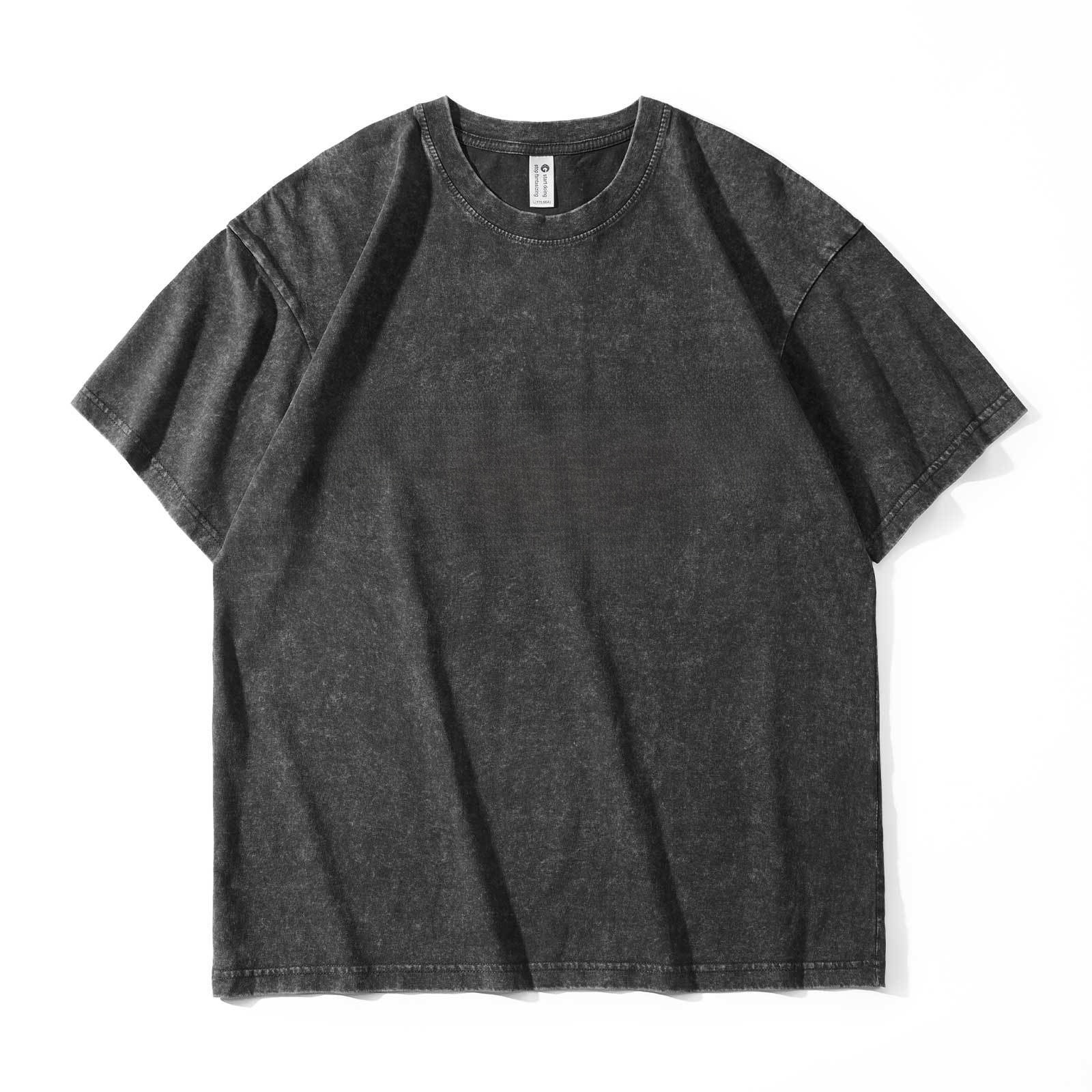Slimming by 20 pounds American street-style washed vintage heavyweight pure cotton T-shirt