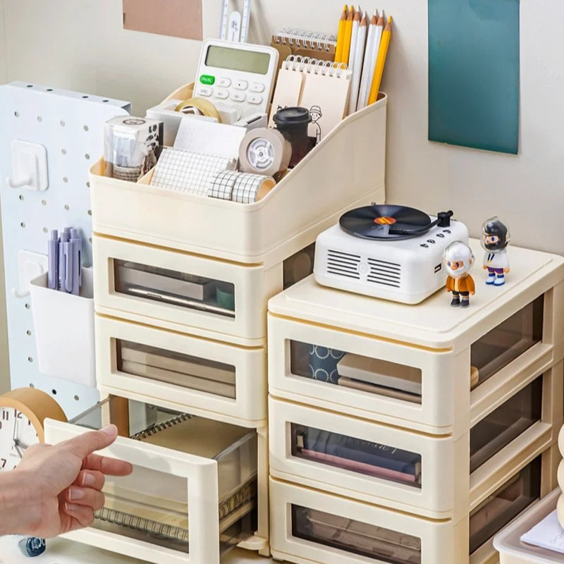 桌面收納盒 多功能抽屜式分格整理盒 宿舍辦公文具化妝品收納盒