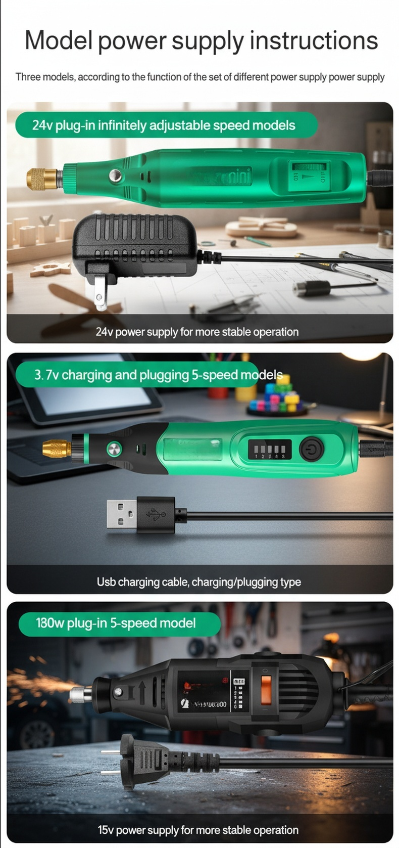 Precision mini electric drill for detailed tasks