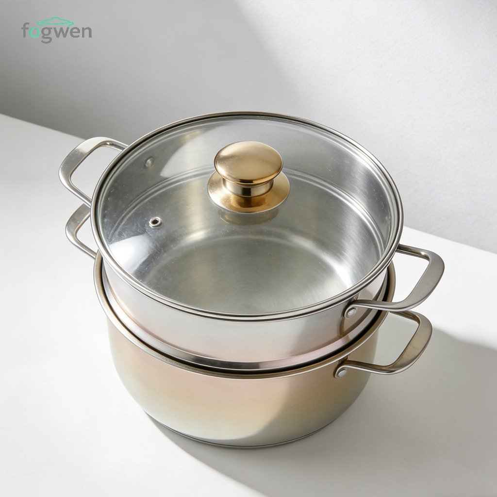 雙層不鏽鋼蒸籠 附蓋防燙