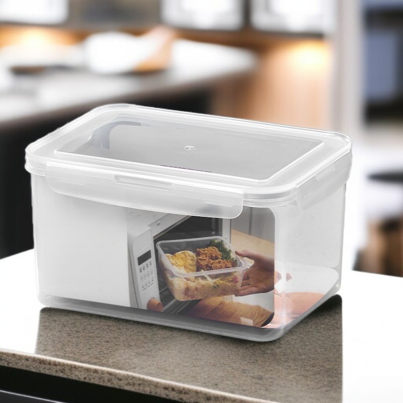 Caja de almuerzo plástica portátil, resistente al calor, con tapa sellada y gran capacidad