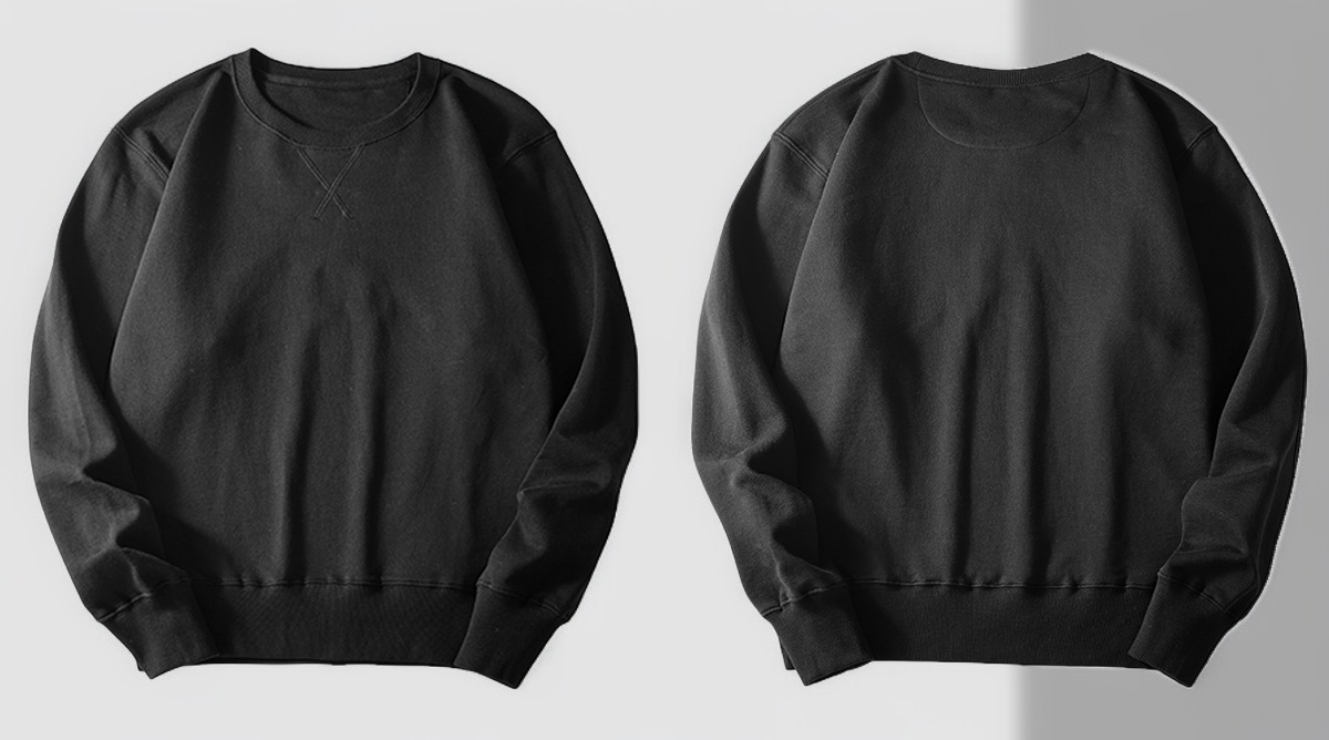 남녀공용 크루넥 긴팔 티셔츠 디테일 이미지