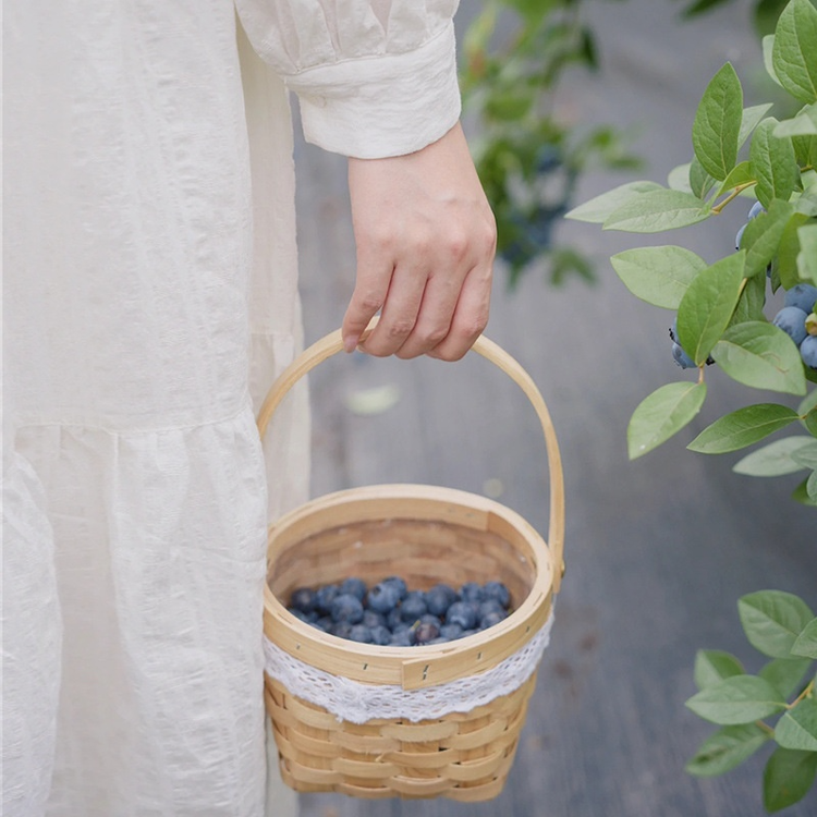 Indoor Rattan & Bamboo Woven Handheld Basket
