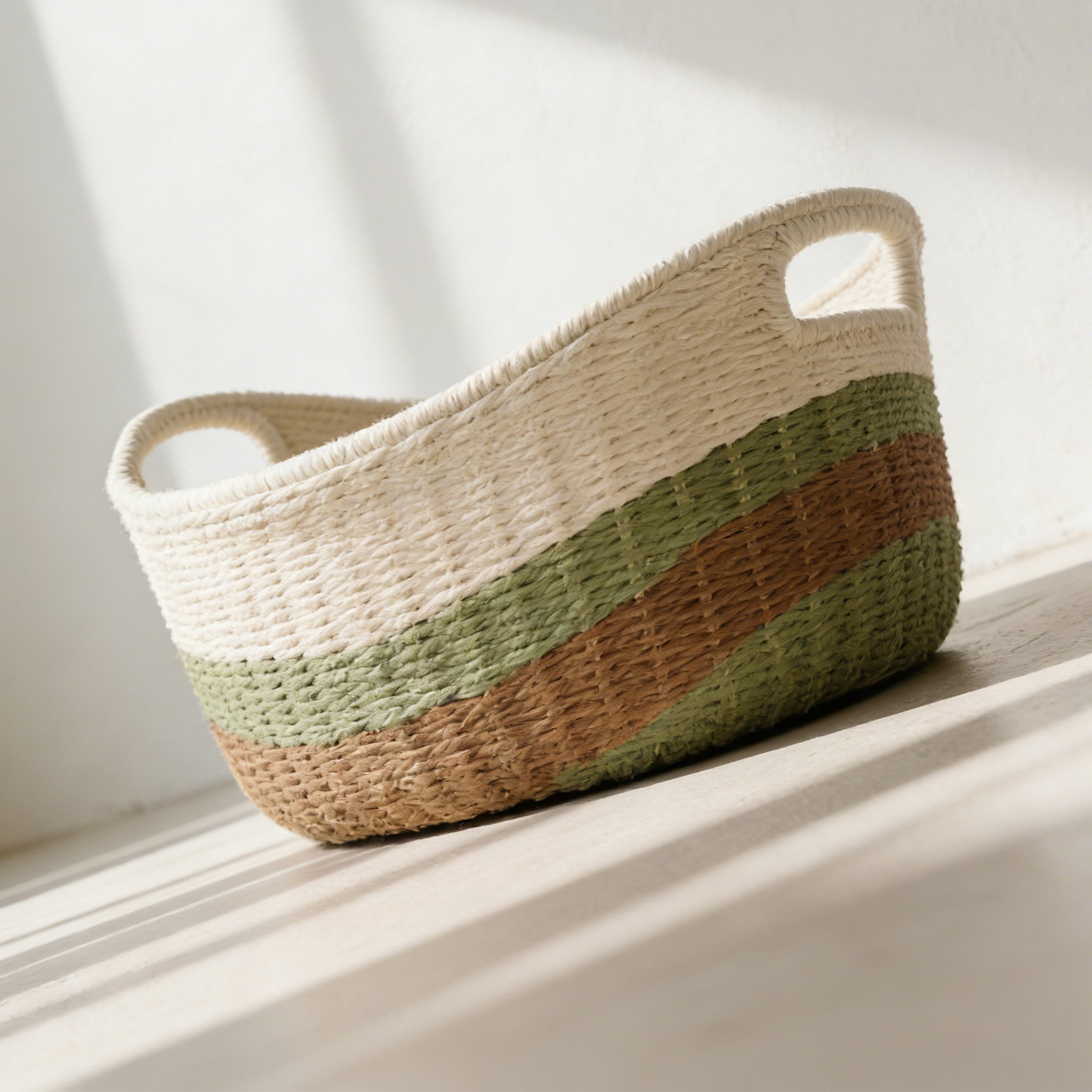 コットンロープ編み収納バスケット（2個セット）