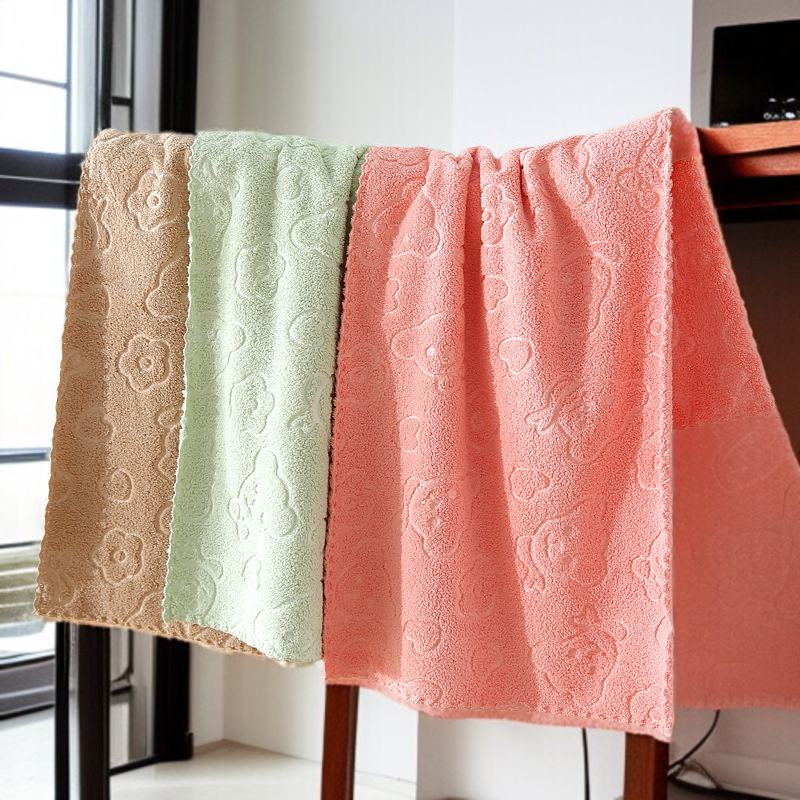 곰돌이 프린트 타월 극세사 타월