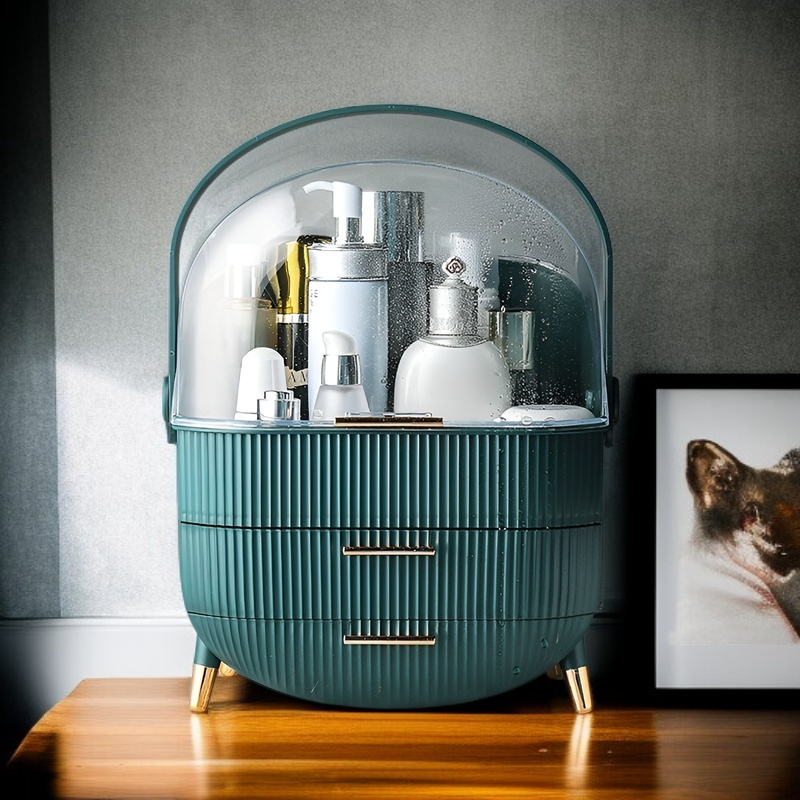 Large Capacity Multifunctional Dustproof Waterproof Cosmetic Storage Box front view