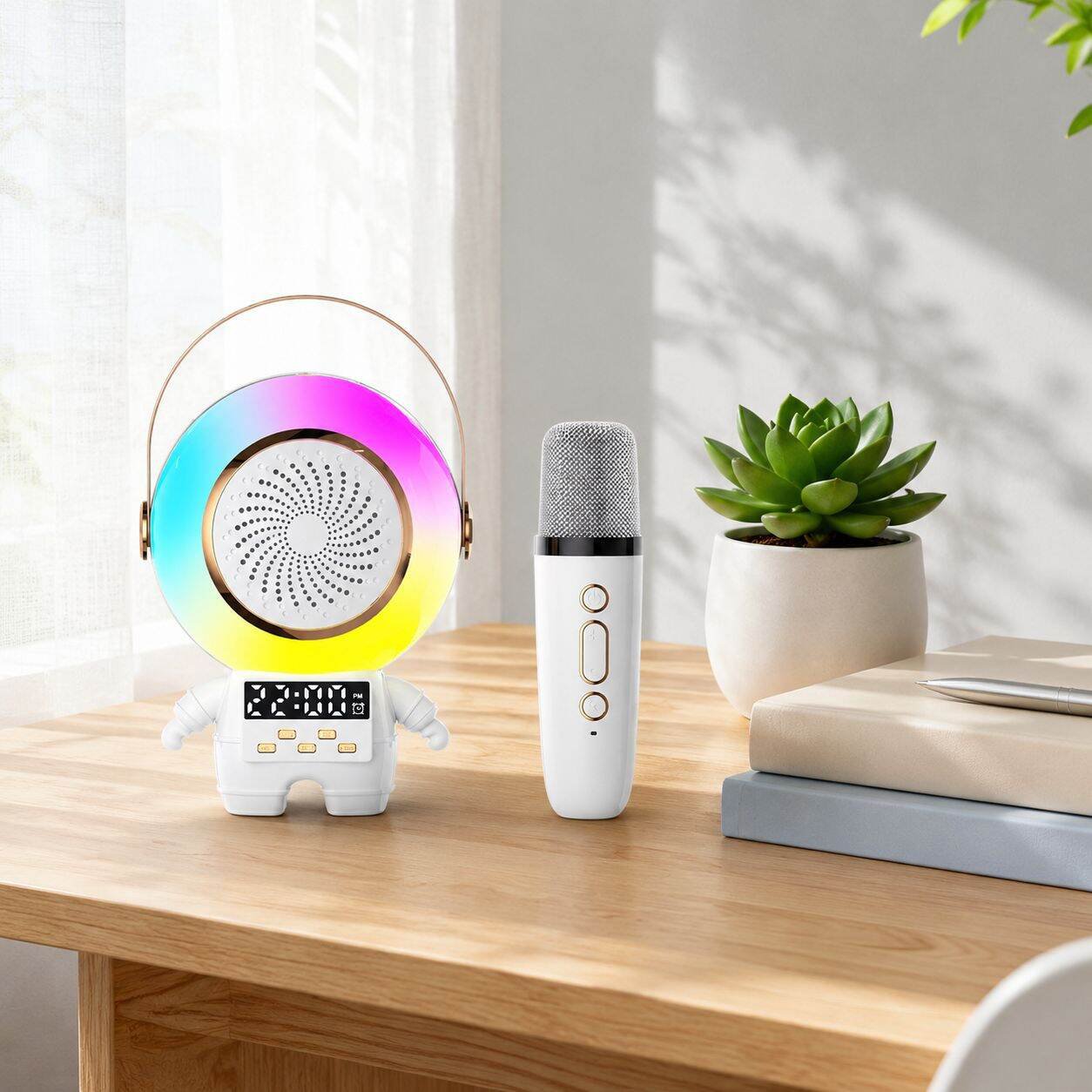 Microphone Karaoké Astronaute avec Haut-parleur Bluetooth