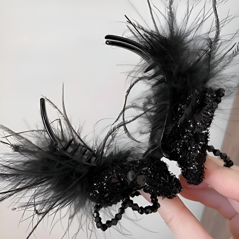 スパンコールのリボンヘアクリップ