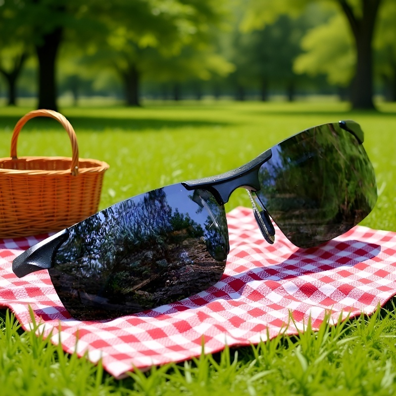 アウトドア スポーツ アルミニウム マグネシウム ハーフ フレーム サングラス 釣りゴーグル 偏光サングラス カラーチェンジ偏光サングラス