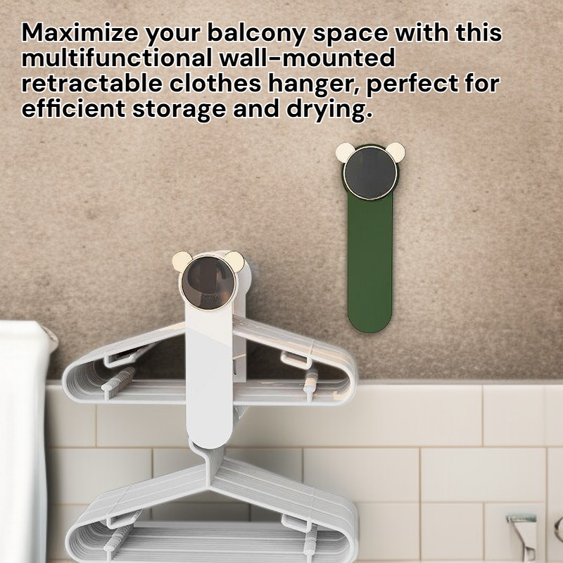 Punch-Free Retractable Clothes Hanger, Wall-Mounted Storage for Home Balcony