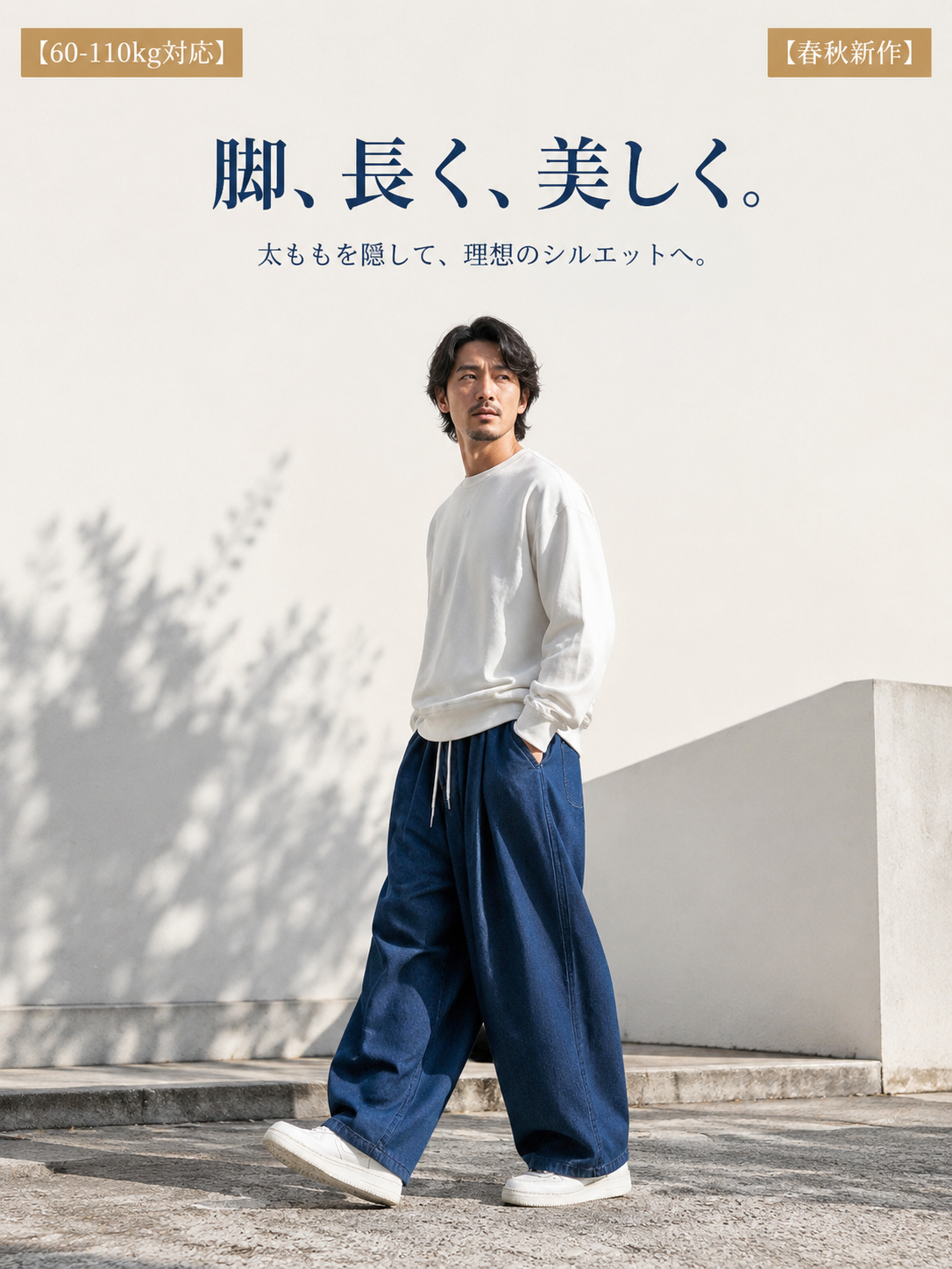 メンズ日系ルーズストレートワークデニムパンツ