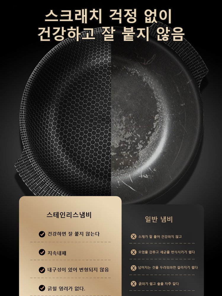 양쪽 귀가 달린 벌집 모양의 논스틱 팬