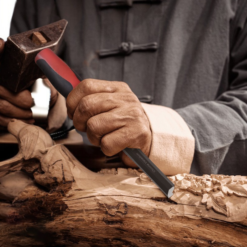 木工彫刻用具セット ハンドメイド特殊平ノミ 大工たたき トリミングノミ スルーハンドル 木工彫刻セット