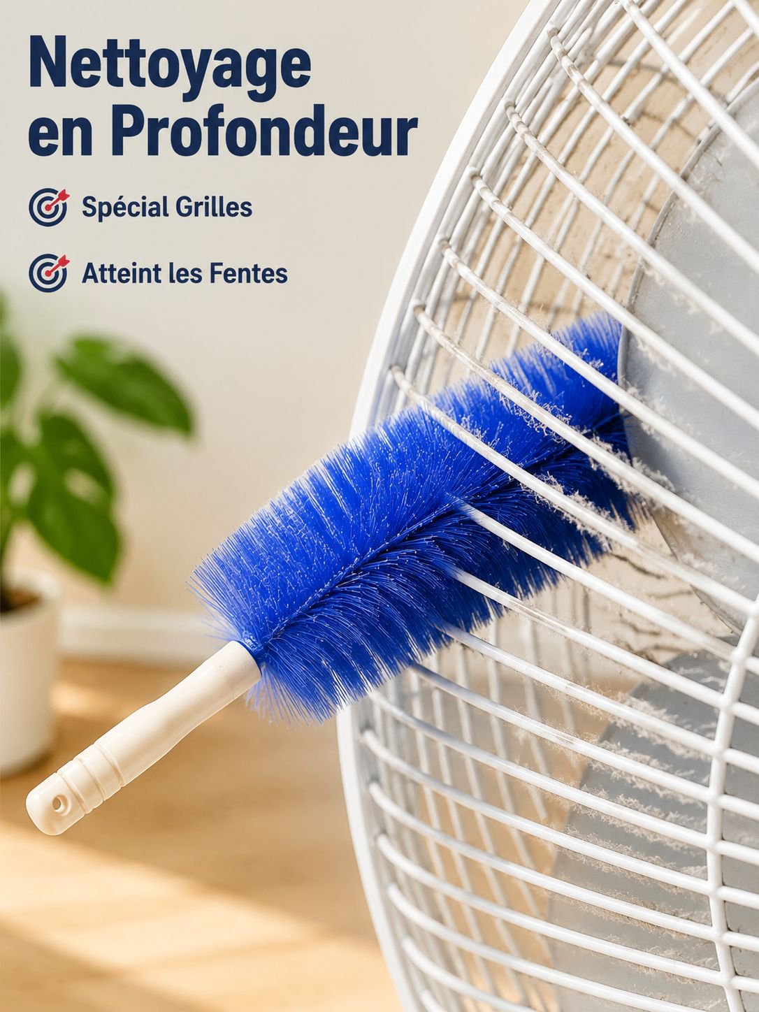 Brosse de nettoyage pour ventilateur et outil de nettoyage des fentes