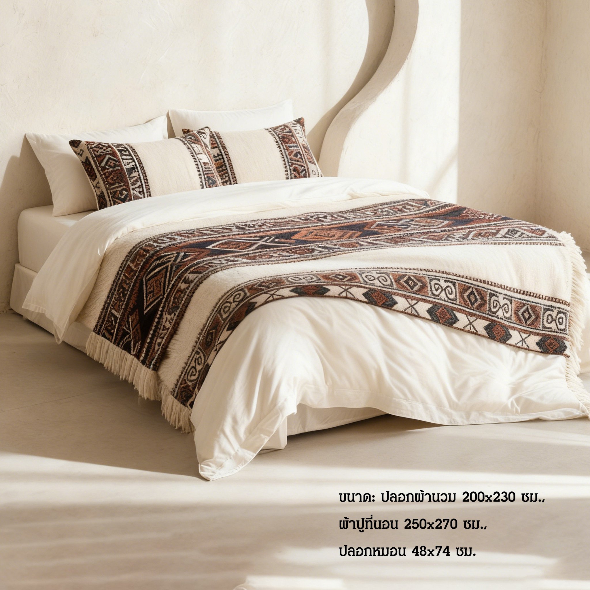 ปลอกหมอนผ้าฝ้ายในชุดเครื่องนอน 4 ชิ้น