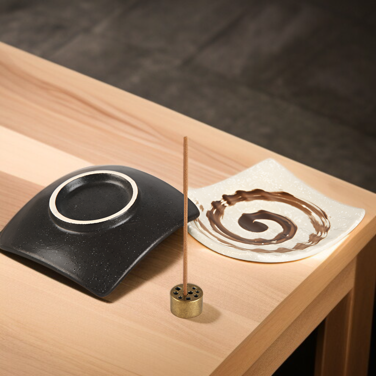 Natural textured pottery tray for incense sticks