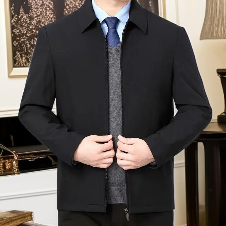 중년 남성용 비즈니스 칼라 자켓 겨울용 두꺼운 점퍼