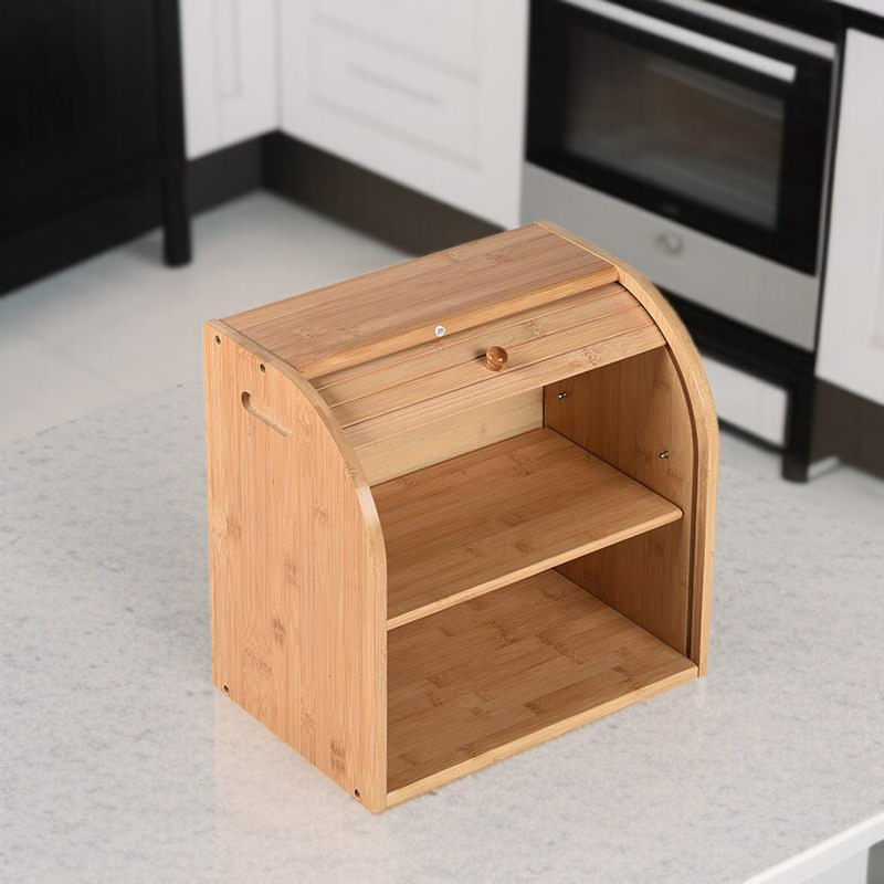 Haushalt Bambus-Brotkasten im japanischen Stil, mehrschichtige Holz-Brotaufbewahrung