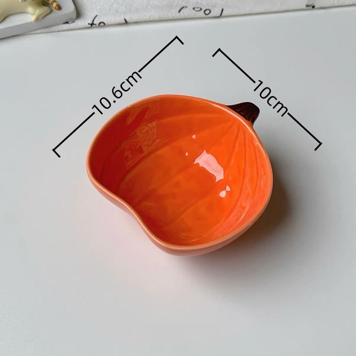 Pumpkin-Shaped Ceramic Double-Handled Bowl