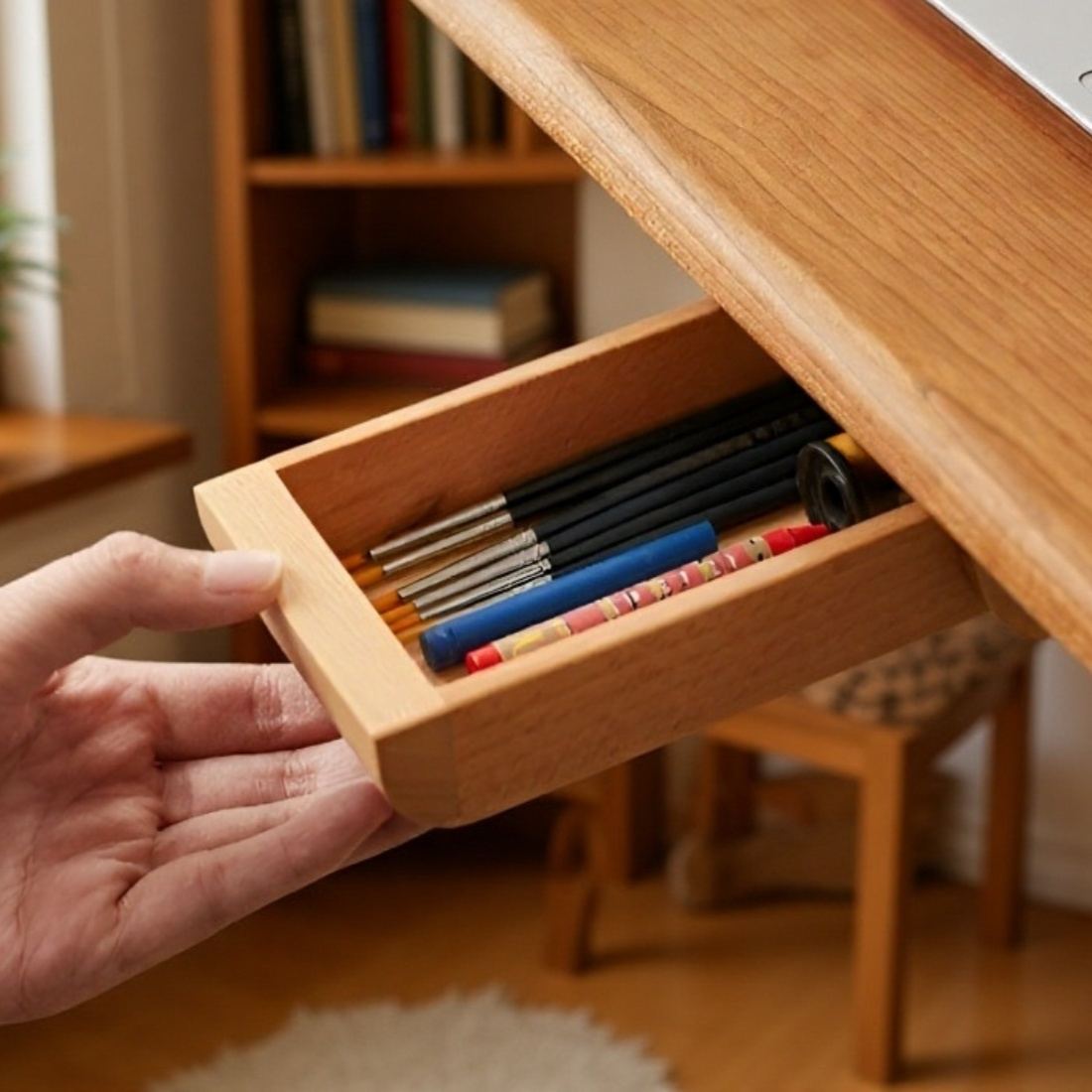 سحب نوع الخشب أشتات تلقي مربع تحت الطاولة