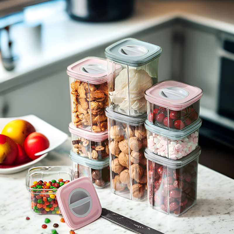 حاوية تخزين طعام قابلة للتكديس والدوران ومحكمة الإغلاق بتفريغ الهواء