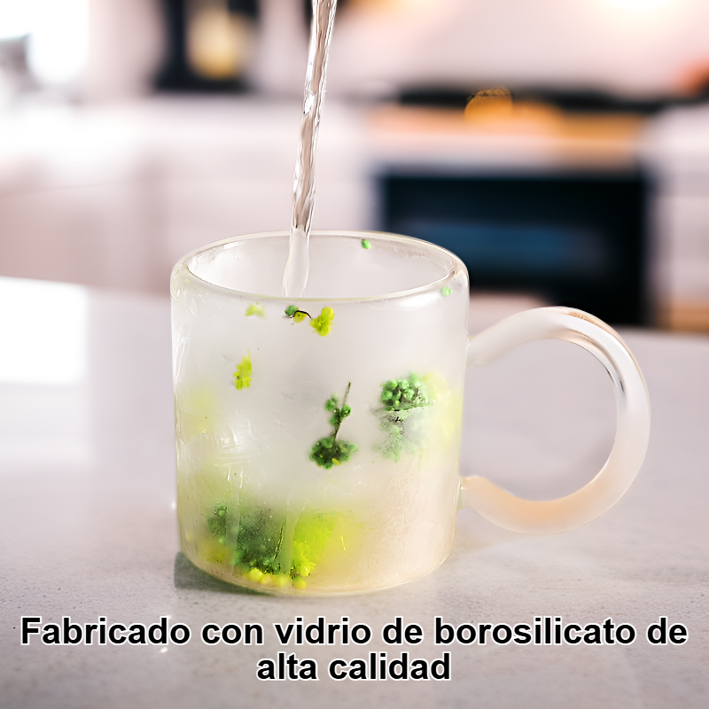 Vaso de vidrio de doble pared para flores secas, vaso de vidrio transparente de borosilicato alto