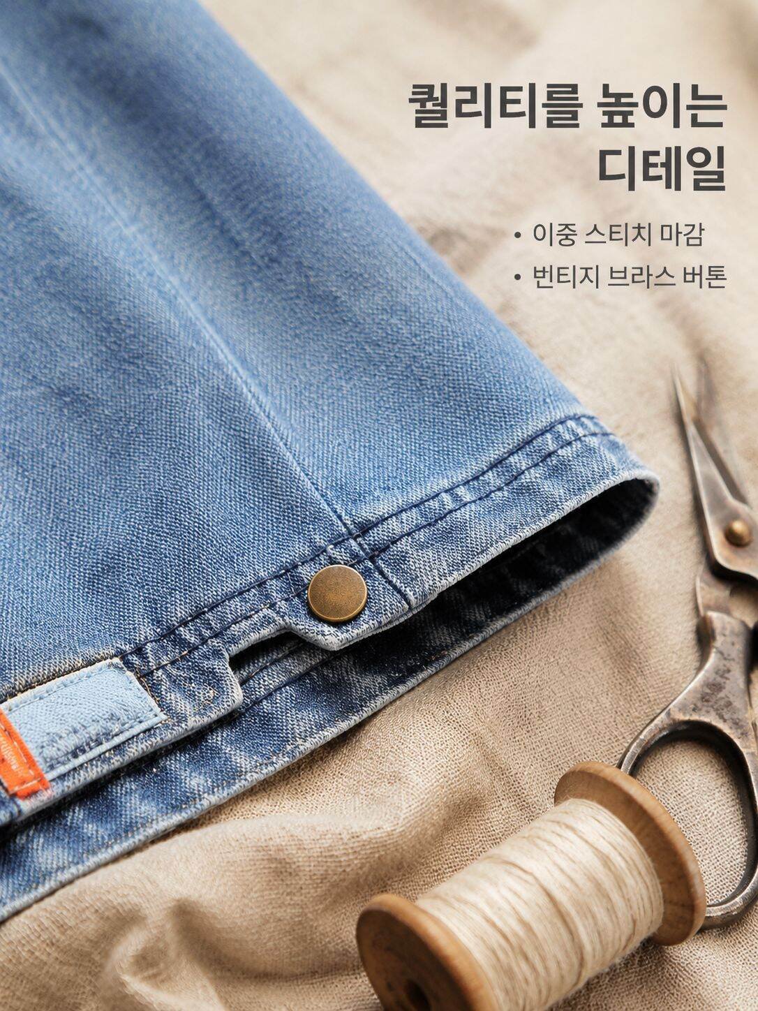 남성 루즈핏 빈티지 일자 7부 데님 반바지
