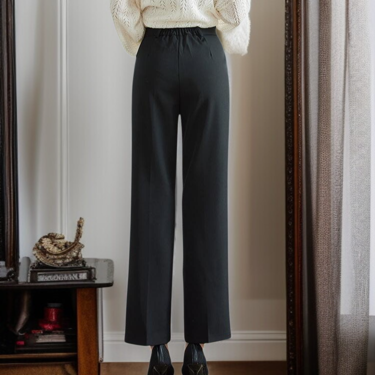 추동 여성 하이웨스트 일자 정장바지 프리미엄 드롭 정장 블랙 작업바지 패션 슬림 정장바지녀