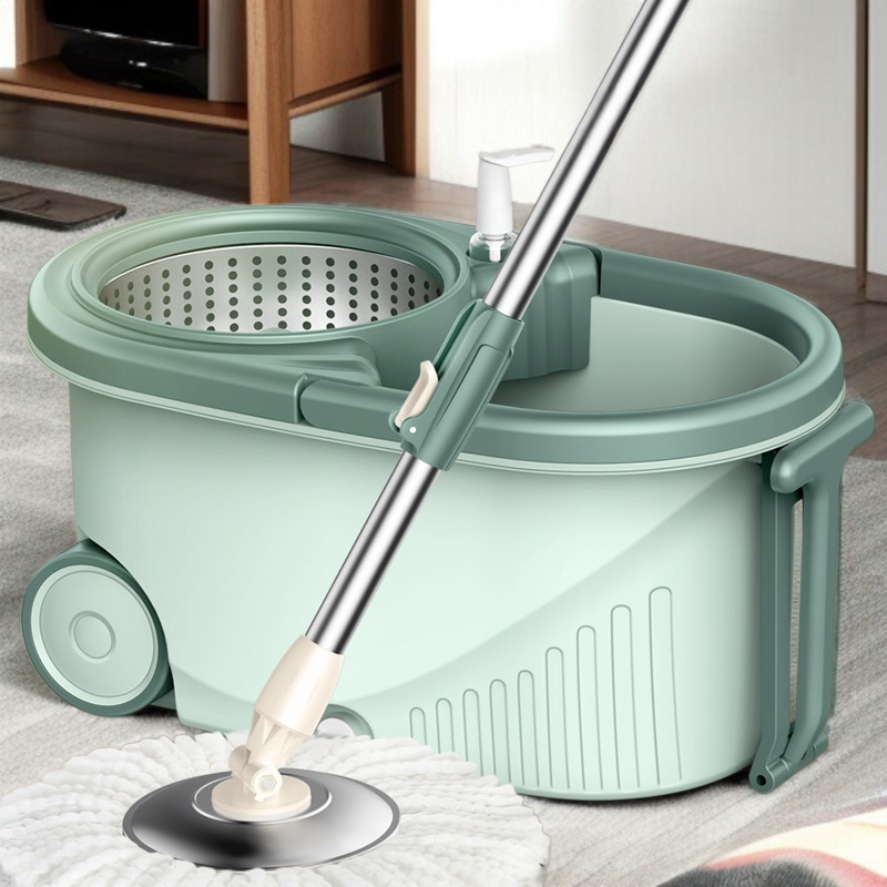 大型モップバケツモップ耐食トロリーアーム長さ調節可能細繊維綿ヘッド家庭用