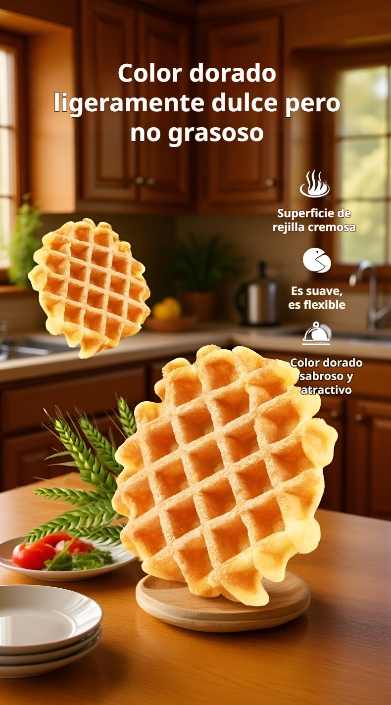 Detalle del pastel de gofre con textura esponjosa