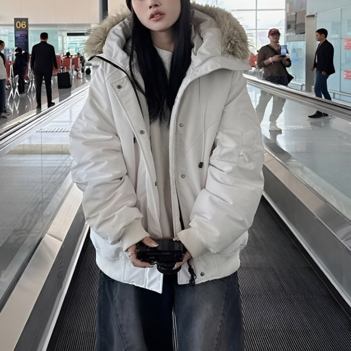 高品質ファーを使用した中綿ロングコート