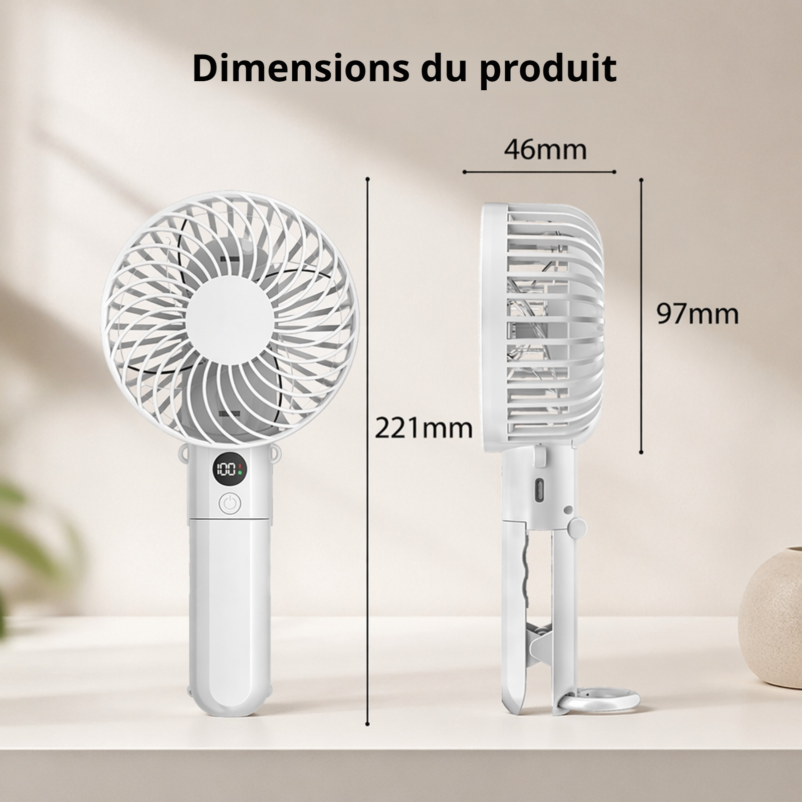 Mini ventilateur portable à main et à porter autour du cou