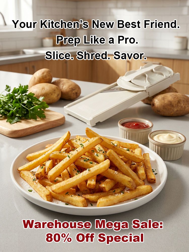 Essential kitchen tool: hand-safe vegetable slicer and shredder.