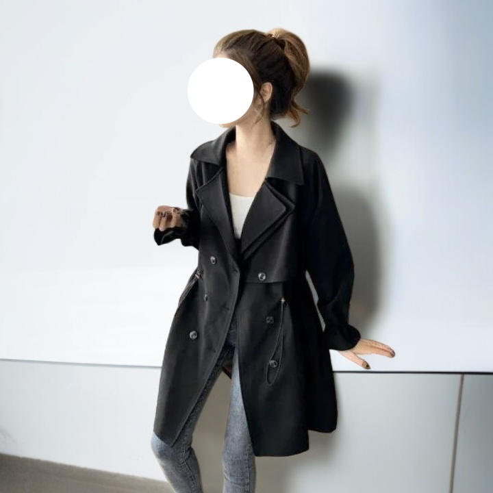  معطف ربيعي وخريفي طويل للنساء بأسلوب كوري، مقاس صغير، مناسب للقصيرات